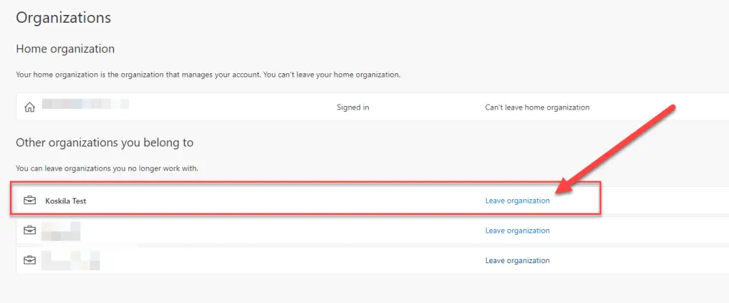 How to remove your account as a guest in another Azure AD