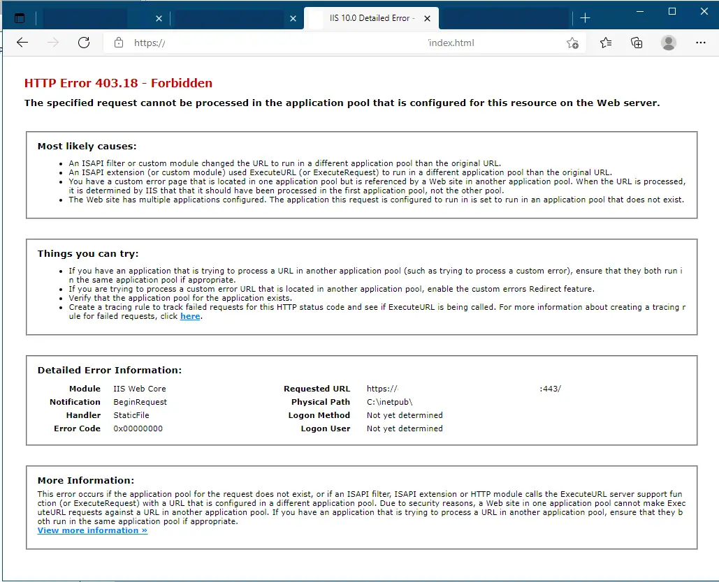 How To Fix A 403.18 In A Virtual Application?